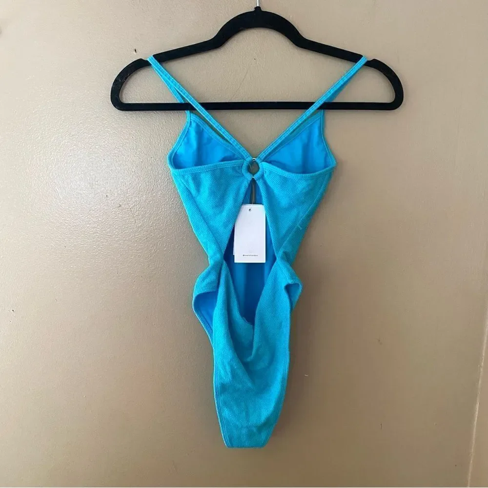 NWT Lovers and Friends Imagine One Piece swimsuit bathing suit Blue Revolve XS
